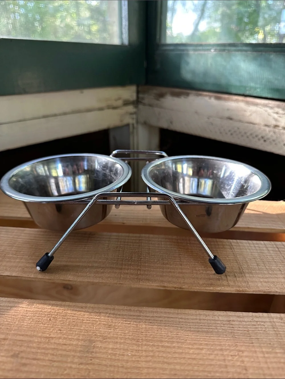 Stainless Steel Double Pet Bowl Set with Elevated Stand for XS Dog